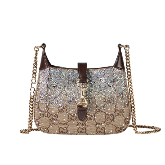 GUCCI JACKIE NOTTE MINI BAG BEIGE AND DARK BROWN 19CM 782889 FAD1Z 2541