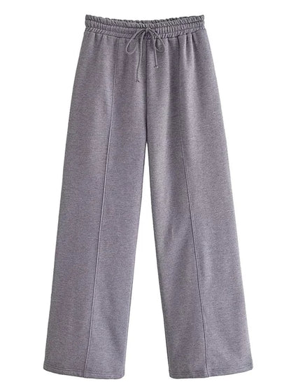 Conjunto de chándal de 2 piezas de otoño para mujer, pantalones ajustados de cintura alta con cordón, ropa de moda, conjuntos de pantalones holgados para mujer