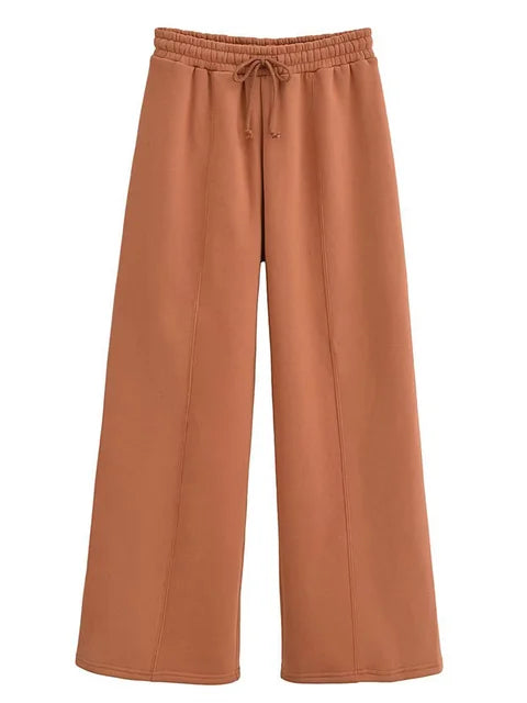 Conjunto de chándal de 2 piezas de otoño para mujer, pantalones ajustados de cintura alta con cordón, ropa de moda, conjuntos de pantalones holgados para mujer