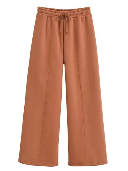 Conjunto de chándal de 2 piezas de otoño para mujer, pantalones ajustados de cintura alta con cordón, ropa de moda, conjuntos de pantalones holgados para mujer