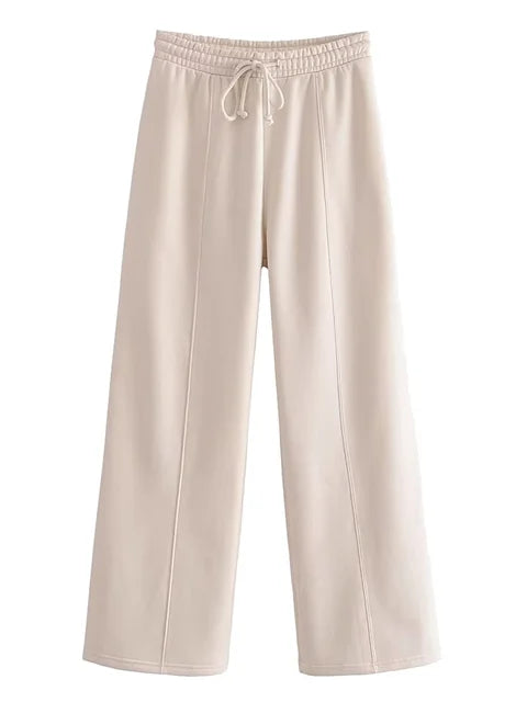 Conjunto de chándal de 2 piezas de otoño para mujer, pantalones ajustados de cintura alta con cordón, ropa de moda, conjuntos de pantalones holgados para mujer