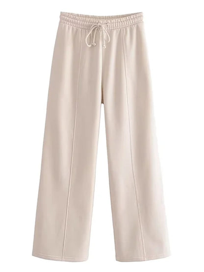 Conjunto de chándal de 2 piezas de otoño para mujer, pantalones ajustados de cintura alta con cordón, ropa de moda, conjuntos de pantalones holgados para mujer