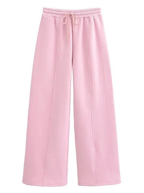 Conjunto de chándal de 2 piezas de otoño para mujer, pantalones ajustados de cintura alta con cordón, ropa de moda, conjuntos de pantalones holgados para mujer