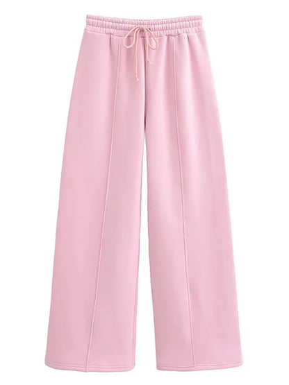 Conjunto de chándal de 2 piezas de otoño para mujer, pantalones ajustados de cintura alta con cordón, ropa de moda, conjuntos de pantalones holgados para mujer