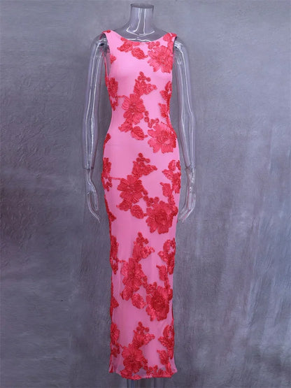 Autumn Printed Female Long Dress Patchwork Sleeveless Slim Elegant Party Dress  Contrast Beach Clothes Women’s Dress