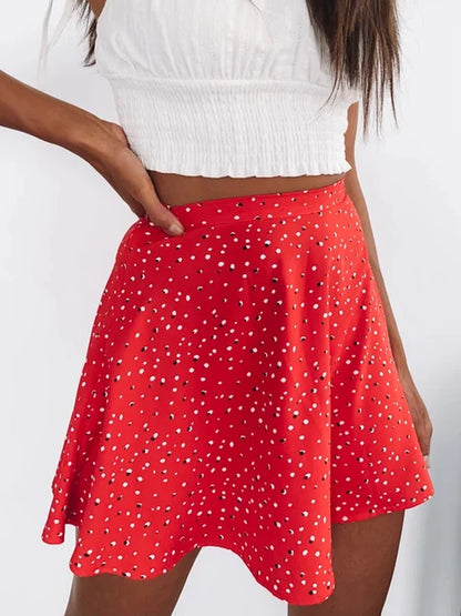 Boho Floral Print Party Skirt Summer New High Waist Pleated Skirt Short Beach Sexy Frills Mini Skirts For Women 2025