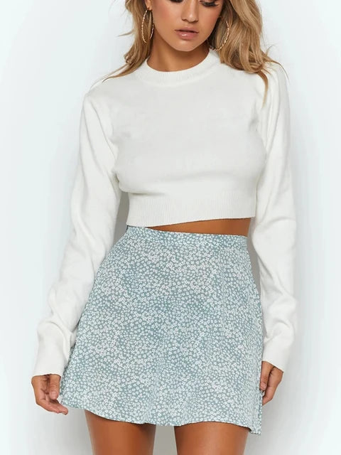Boho Floral Print Party Skirt Summer New High Waist Pleated Skirt Short Beach Sexy Frills Mini Skirts For Women 2025
