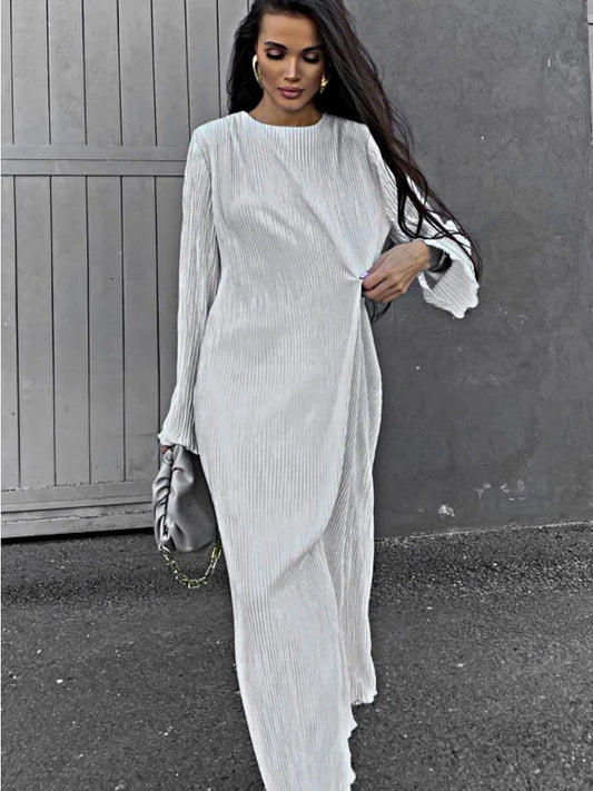 Casual Loose Female Long Dress Long Sleeve Basic Solid High Streetwear White Summer For Women Fashion Maxi Dress Outfits