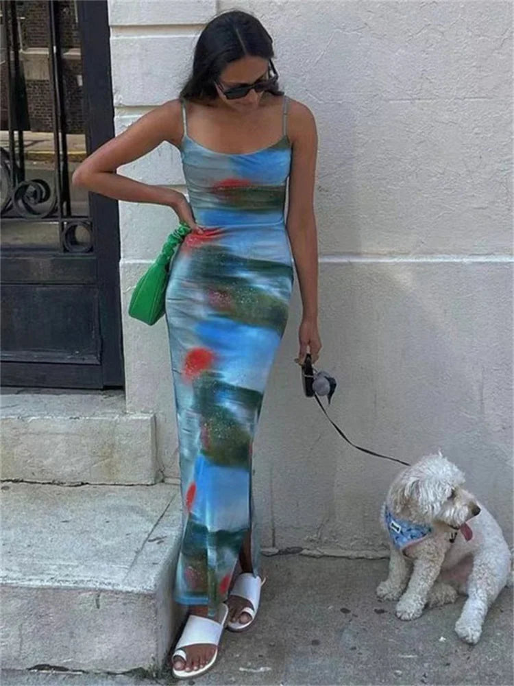 Contrast Casual For Women Dress Printed Slim Hot Backless Split Holiday Halter Dresses Outfits Off-Shoulder Summer Dress