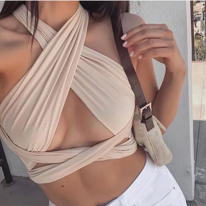 Tops de verano DIY para mujer, gran oferta 2025, estilo Y2K, top corto con cuello halter y tirantes finos, camisola deportiva para mujer, ropa de fiesta en la playa