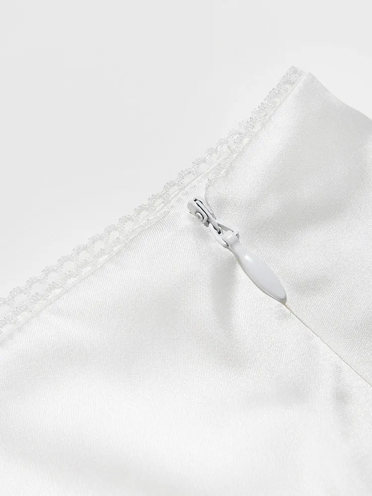 Elegant Casual Long Skirt Patchwork For Women Slim Party Gown Skirt Summer 2025 New High Waist Outfits White Y2k Skirt