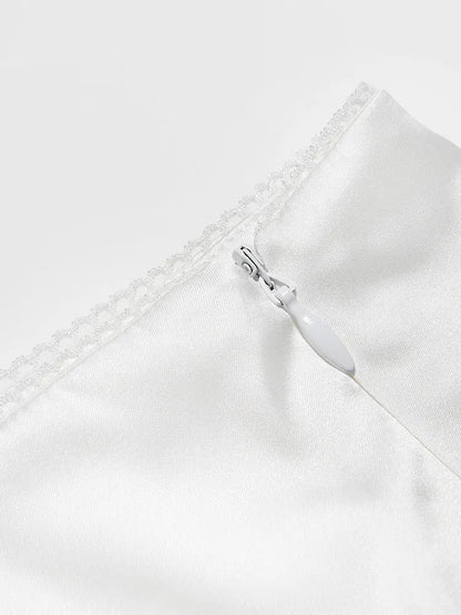 Elegant Casual Long Skirt Patchwork For Women Slim Party Gown Skirt Summer 2025 New High Waist Outfits White Y2k Skirt