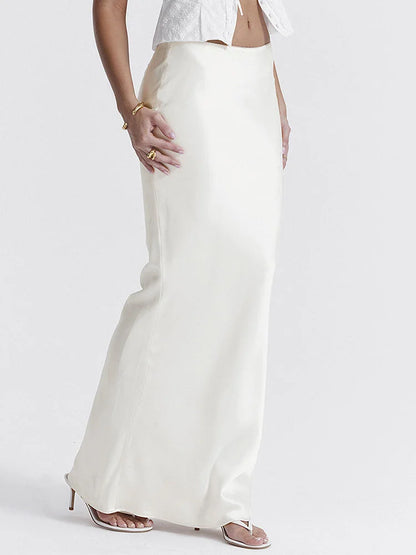 Elegant Casual Long Skirt Patchwork For Women Slim Party Gown Skirt Summer 2025 New High Waist Outfits White Y2k Skirt