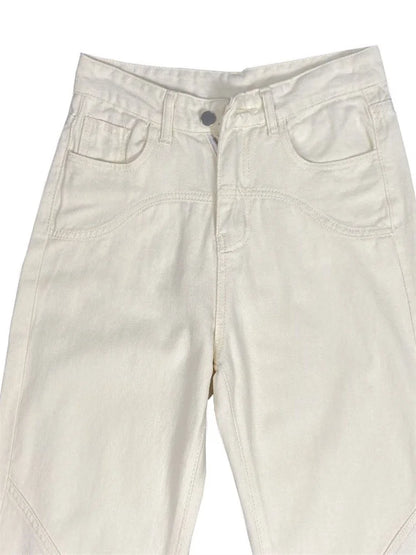 Pantalones de chándal de cintura alta para mujer, de moda, rectos, ajustados, informales, de verano 2025, con bolsillos, de mezclilla