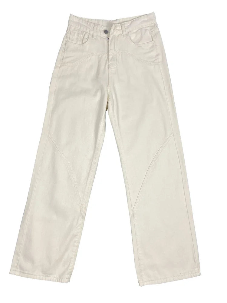 Pantalones de chándal de cintura alta para mujer, de moda, rectos, ajustados, informales, de verano 2025, con bolsillos, de mezclilla