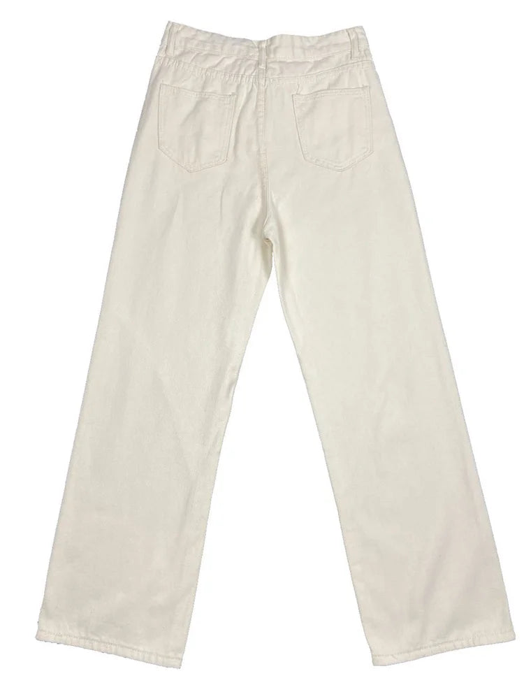 Pantalones de chándal de cintura alta para mujer, de moda, rectos, ajustados, informales, de verano 2025, con bolsillos, de mezclilla