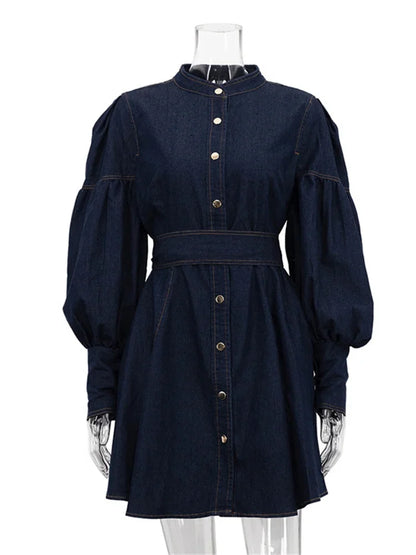 Vestido mini de mezclilla con cordones de moda para mujer, estilo patchwork, cintura alta, estilo vendaje, ropa de calle, vestido informal ajustado para mujer, otoño
