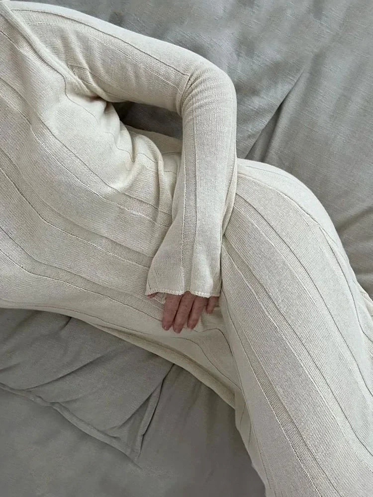 Fashion Loose High Waist Long Dress Female Long Sleeve Solid Pullover Dress Streetwear Knitwear Winter Women Maxi Dress