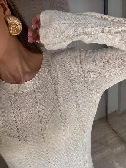 Fashion Loose High Waist Long Dress Female Long Sleeve Solid Pullover Dress Streetwear Knitwear Winter Women Maxi Dress