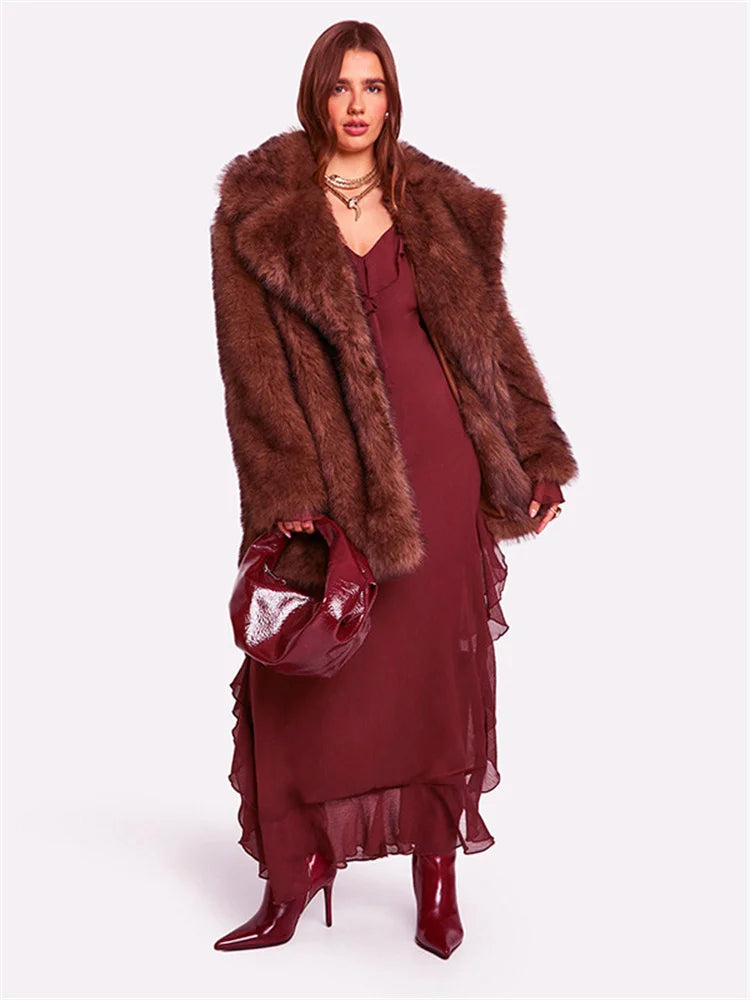 Fashion Mesh Ruffled Long Dress Women’s V-Neck Loose High Waist Patchwork Elegant Party Dress Female Autumn Maxi Dress New