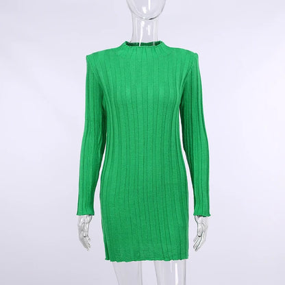 Fashion Ribbed Women’s Turtleneck Sweater Green Long Sleeve Shrugs Knitwear Jumper Female Knitted Tops 2025 Autumn Winter