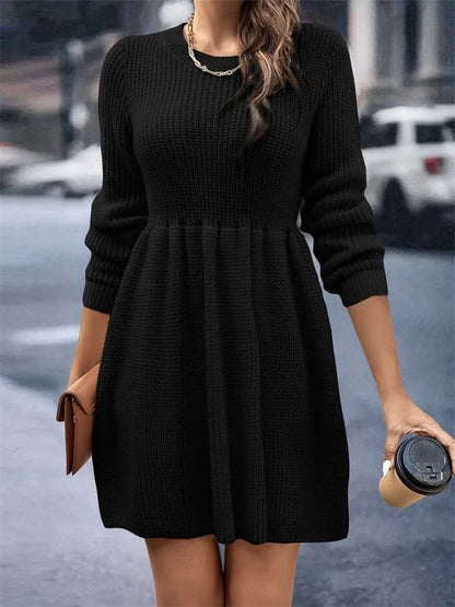 High Waist Hollow Out Fashion Mini Dress Female Elegant Patchwork Solid Pleated Party Dress Slim Long Sleeve Women Dress