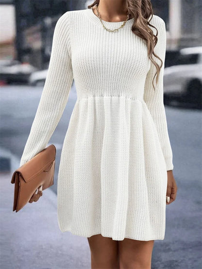 High Waist Hollow Out Fashion Mini Dress Female Elegant Patchwork Solid Pleated Party Dress Slim Long Sleeve Women Dress