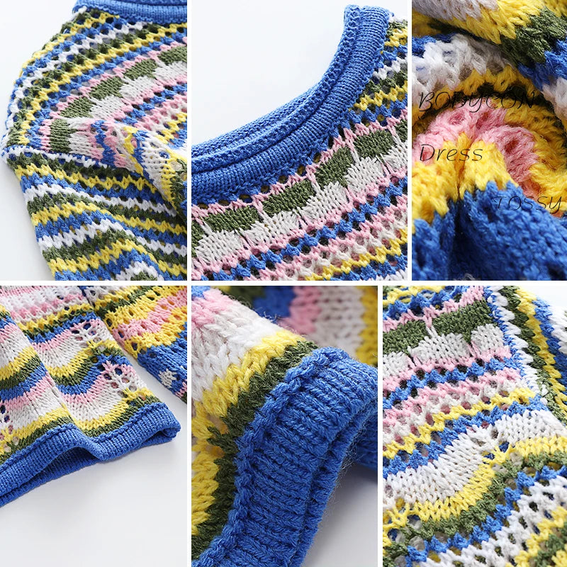 Vestido playero de crochet para mujer, sexy, bohemio, de manga larga, informal, con aberturas, para fiesta y otoño