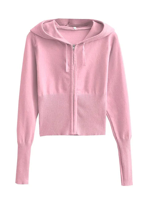 Trendy Knit 2-Piece Set: Women’s Hoodie Tracksuit & Crop Top Knitwear Pants