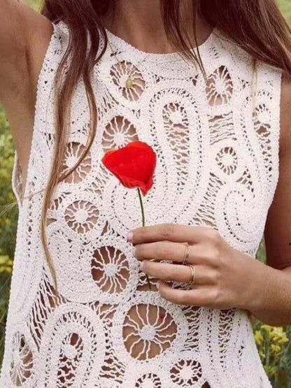 Knit Hollow Out 2 Piece-Set Long Skirt Women See-Through Sexy Patchwork Cropped Top And Maxi Skirt Sets Knitwear Outfits