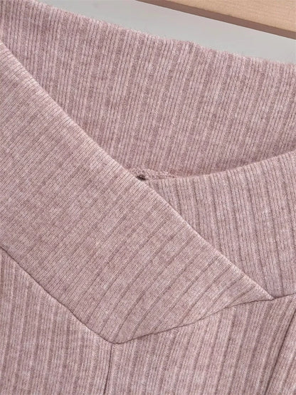 Knit Skinny Flared Trousers Split Out Trousers For Women Cross Low Waist White Casual Streetwear Flared Pants 2025 New