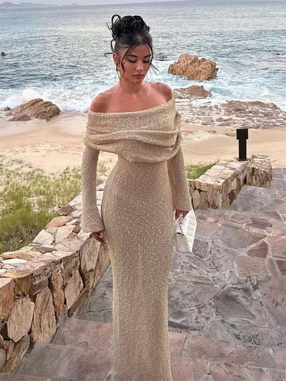 Knit Sweater Loose Maxi Dress Female Hollow Out Summer Patchwork High Waist Beach Holiday Dress Knitwear Long Dress 2025
