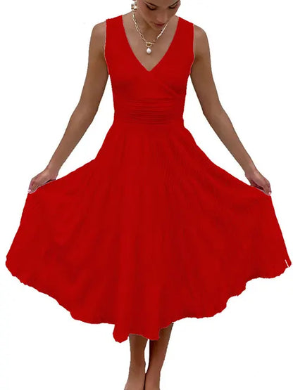 Vestido largo de punto con escote en V para mujer, estilo Y2K, sin espalda, de moda, de punto, para fiesta, informal, holgado, de cintura alta, para verano