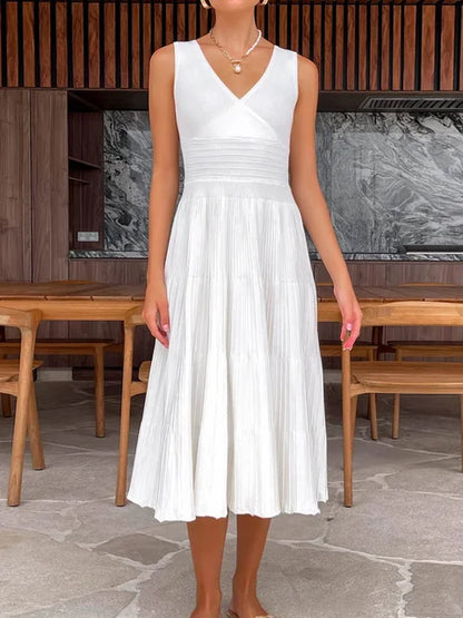 Vestido largo de punto con escote en V para mujer, estilo Y2K, sin espalda, de moda, de punto, para fiesta, informal, holgado, de cintura alta, para verano