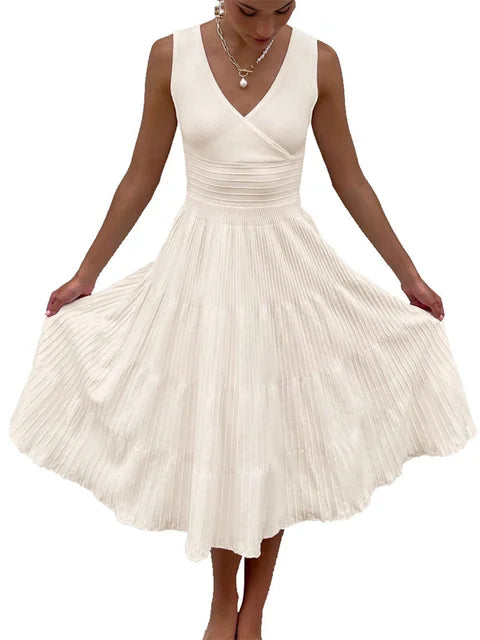 Vestido largo de punto con escote en V para mujer, estilo Y2K, sin espalda, de moda, de punto, para fiesta, informal, holgado, de cintura alta, para verano