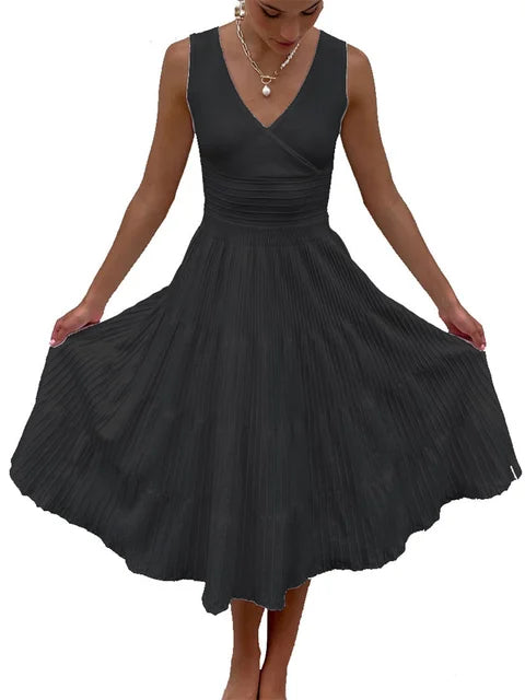 Vestido largo de punto con escote en V para mujer, estilo Y2K, sin espalda, de moda, de punto, para fiesta, informal, holgado, de cintura alta, para verano