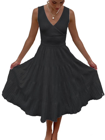 Vestido largo de punto con escote en V para mujer, estilo Y2K, sin espalda, de moda, de punto, para fiesta, informal, holgado, de cintura alta, para verano