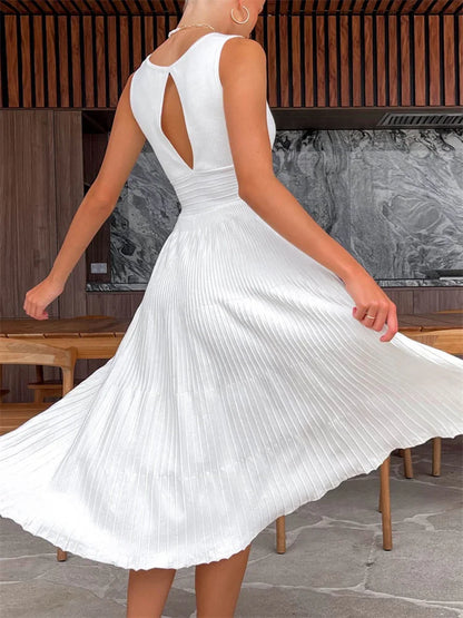 Vestido largo de punto con escote en V para mujer, estilo Y2K, sin espalda, de moda, de punto, para fiesta, informal, holgado, de cintura alta, para verano