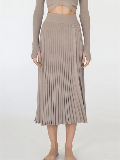 New White Knit Two Piece Women Sets Fall Ribbed Crop Top And Pleated Knitted Skirt Suits For Women Midi Dress Sets 2025
