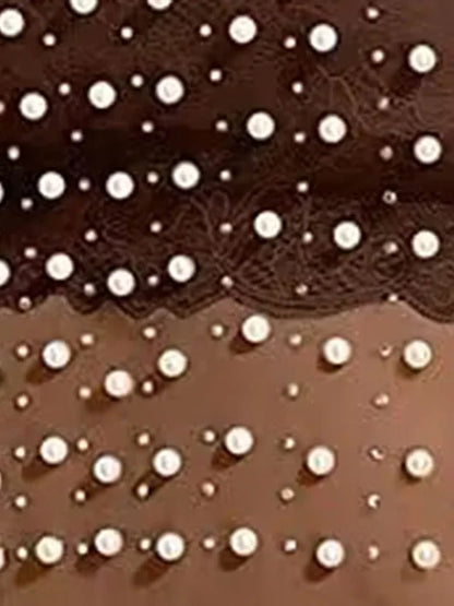 Vestido playero elegante de manga larga con perlas transparentes y decoración de diamantes para mujer, vestido playero liso dividido