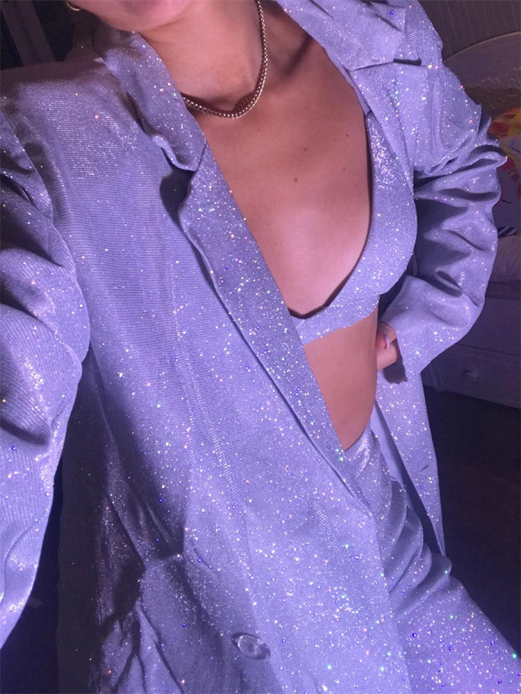 Pink Blazer Set Women High Street Casual Oversized Blazer Mujer Women Suits Office Sets Party Mathcing Sets 2025 Spring