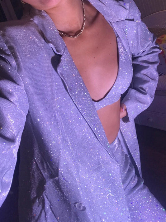 Pink Blazer Set Women High Street Casual Oversized Blazer Mujer Women Suits Office Sets Party Mathcing Sets 2025 Spring