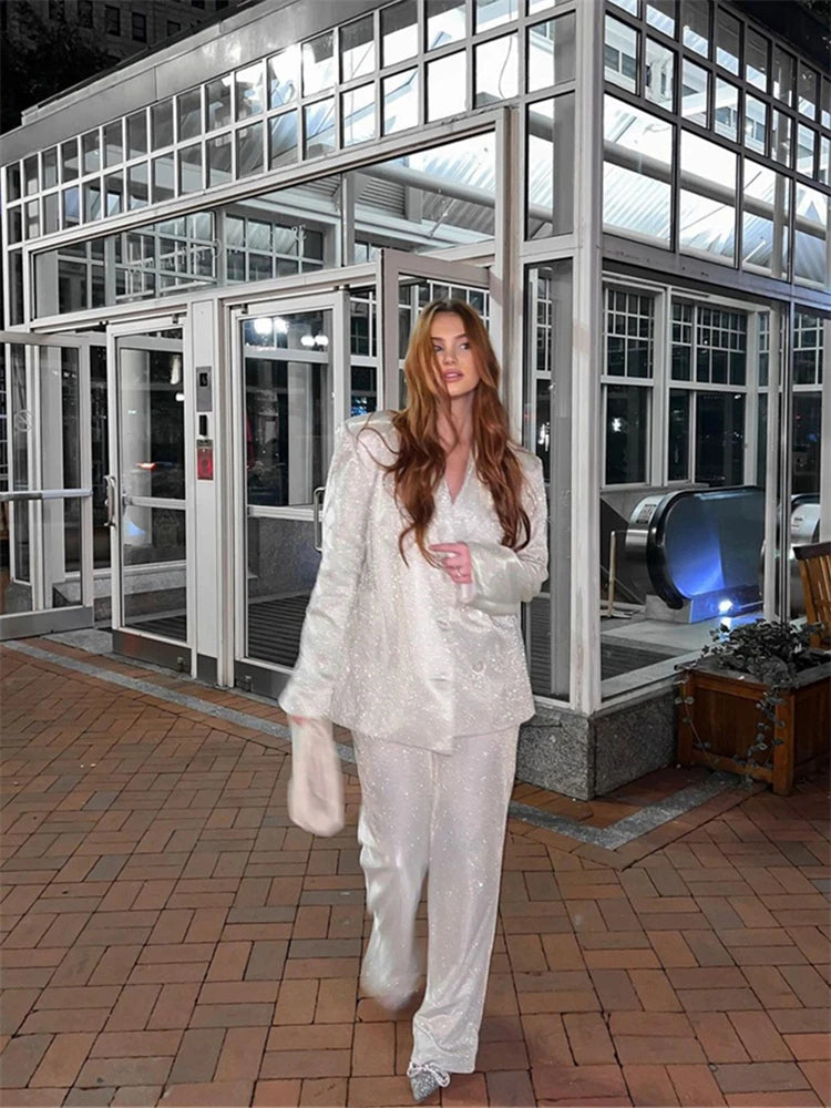 Pink Blazer Set Women High Street Casual Oversized Blazer Mujer Women Suits Office Sets Party Mathcing Sets 2025 Spring