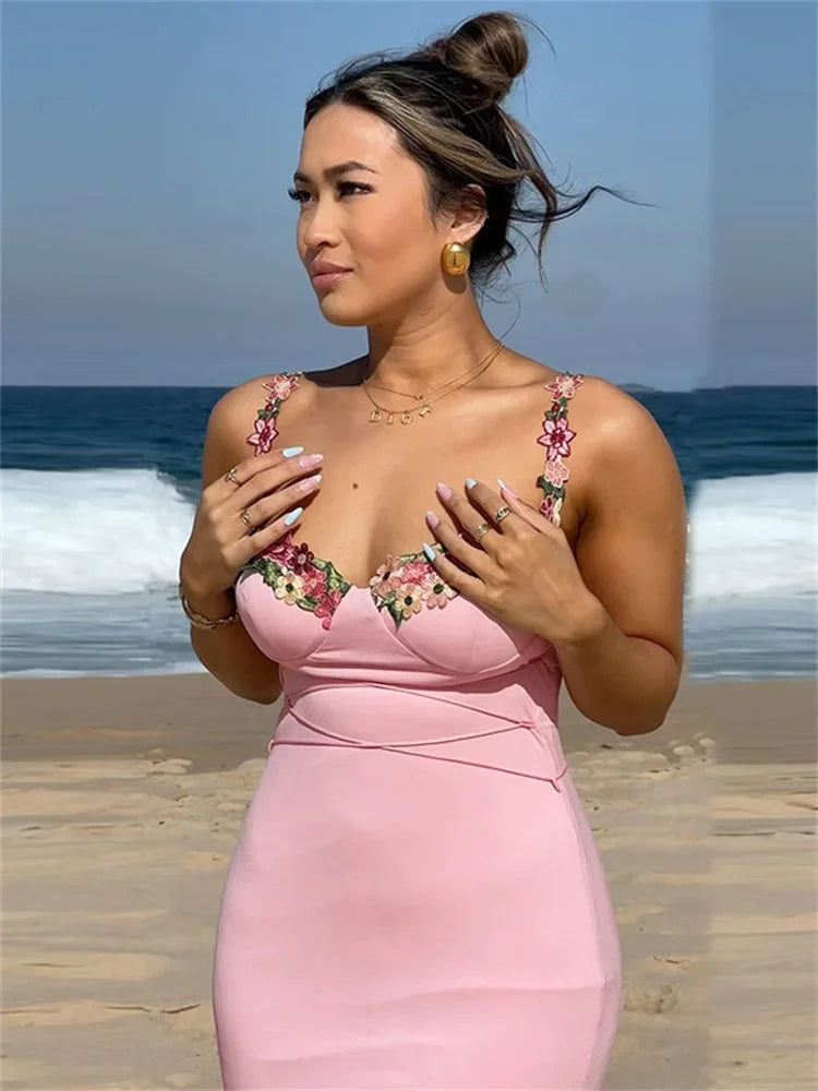Vestido largo de vendaje estampado a la moda para mujer, elegante, ajustado, sin mangas, de cintura alta, con espagueti, vestido de fiesta de retazos para mujer