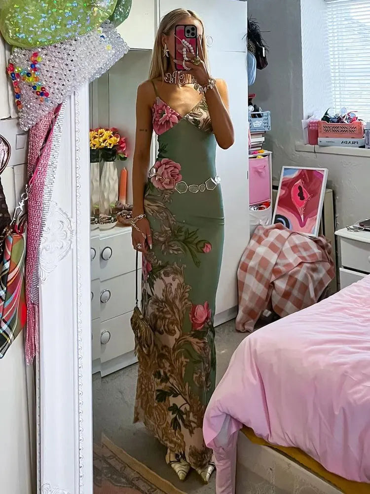 Vestido largo ajustado con estampado a la moda, informal, para fiestas y vacaciones, con hombros descubiertos y tirantes finos, para mujer, vestido mixto, nuevo