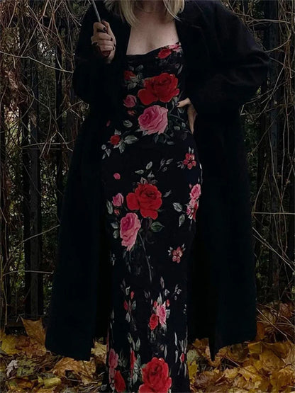 Printed Backless Halter Maxi Dress for Women – Slim Fit, High Waist, Elegant Party Dress