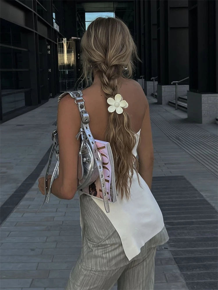 Top de tubo de punto acanalado de verano sin tirantes, informal, estilo urbano, largo, tipo bustier, para mujer, negro, bandeau, corsé envolvente