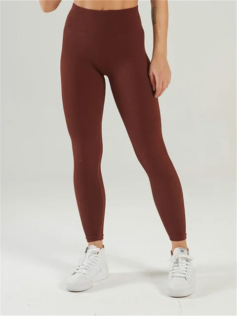 Mallas deportivas de yoga acanaladas para mujer, pantalones de yoga de punto sin costuras, mallas blancas para gimnasio, mallas ajustadas para entrenamiento y fitness, push up