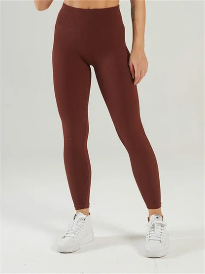 Mallas deportivas de yoga acanaladas para mujer, pantalones de yoga de punto sin costuras, mallas blancas para gimnasio, mallas ajustadas para entrenamiento y fitness, push up