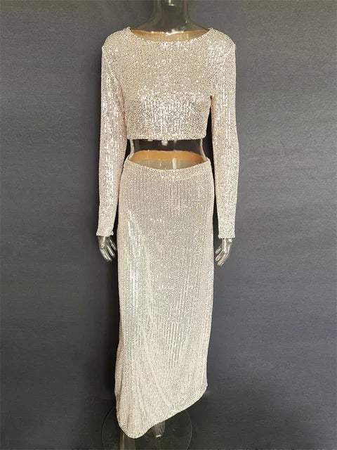 Sequin Female Sexy Maxi Skirt Summer Fashion Glitter High Waist Loose Elegant Club Long Skirt Sparkle Women Long Skirt New
